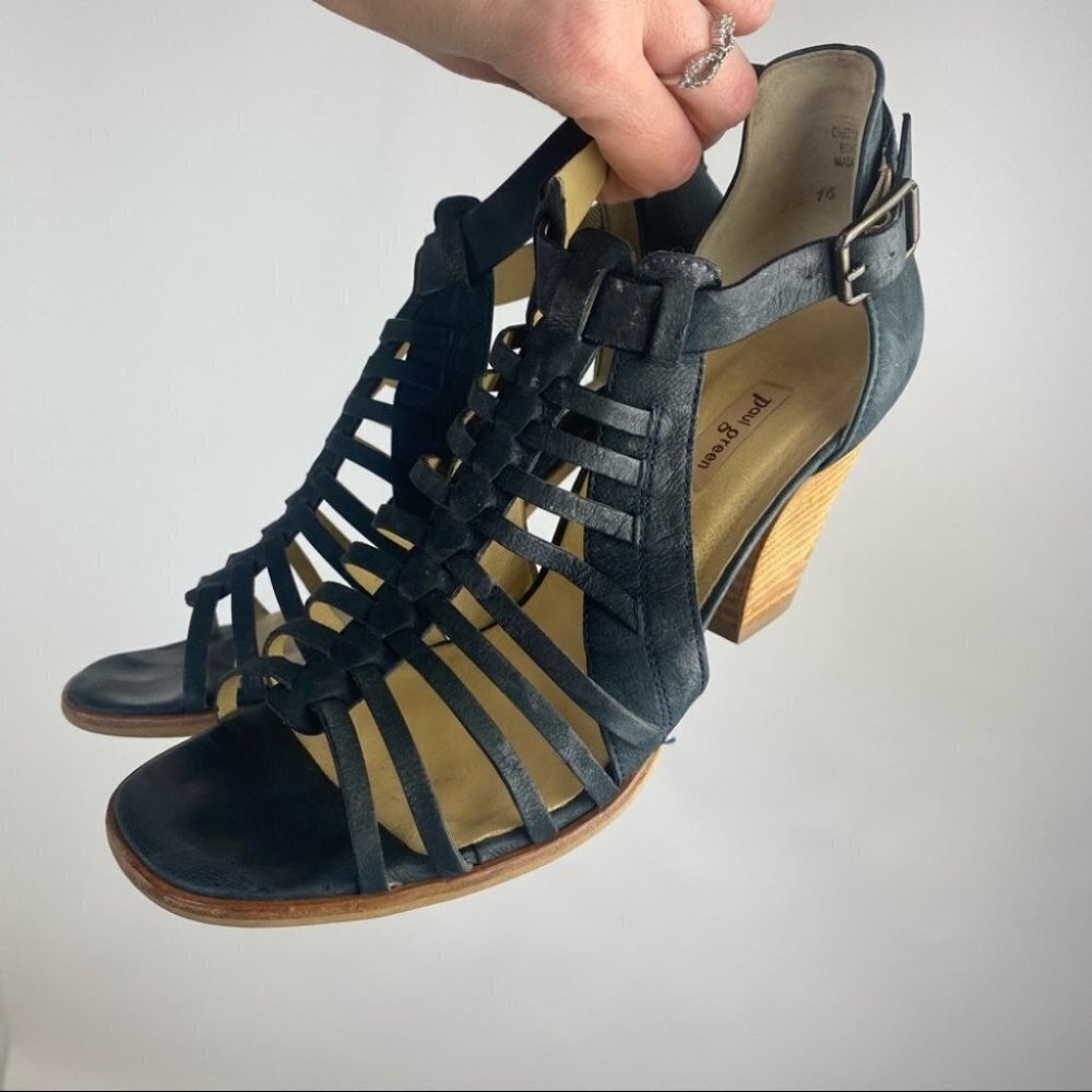 Paul Green | Christy Black Caged Strappy Sandal Heel‎